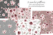 Dusty pink roses watercolor paint, an Illustration by Larisa Maslova (Thumbnail 6 of 8)
