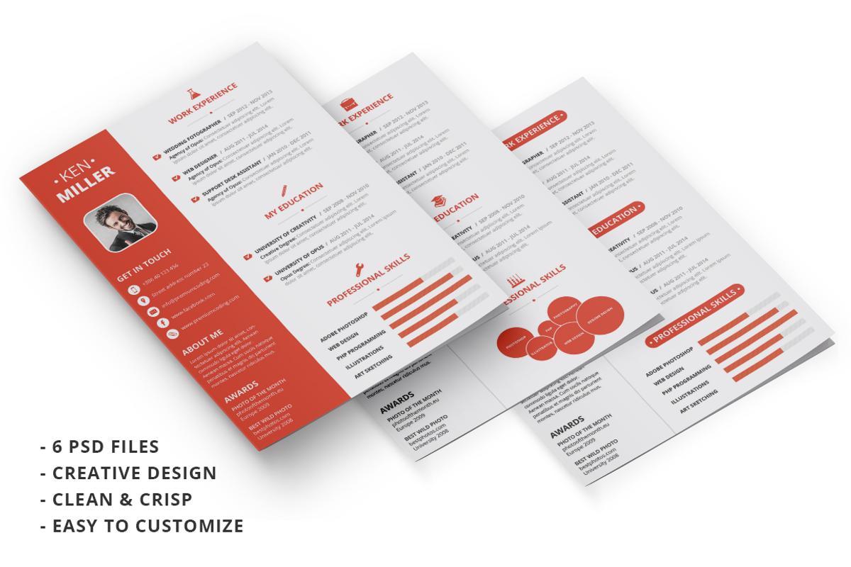 Minimal Resume Set in 6 Variations, a Resume Template by PremiumCoding (Photo 1 of 5)