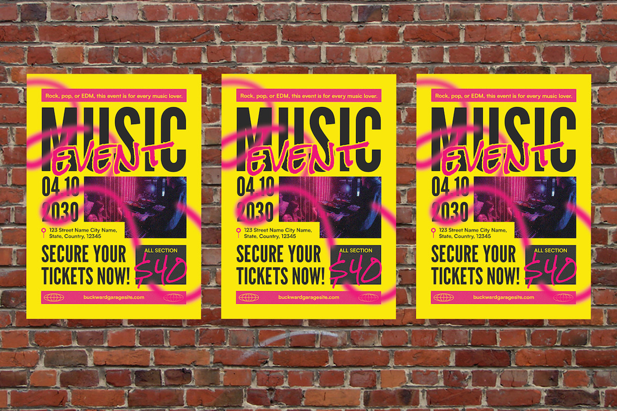 Grunge Music Event Flyer Set, a Flyer Template by Aiyari Graphic (Photo 3 of 3)