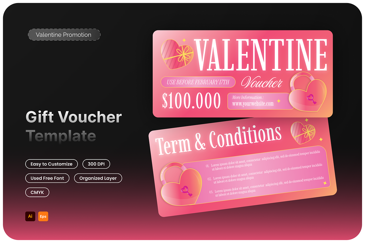 Valentine Gift Voucher, a Print Template by Annora Studio (Photo 1 of 6)