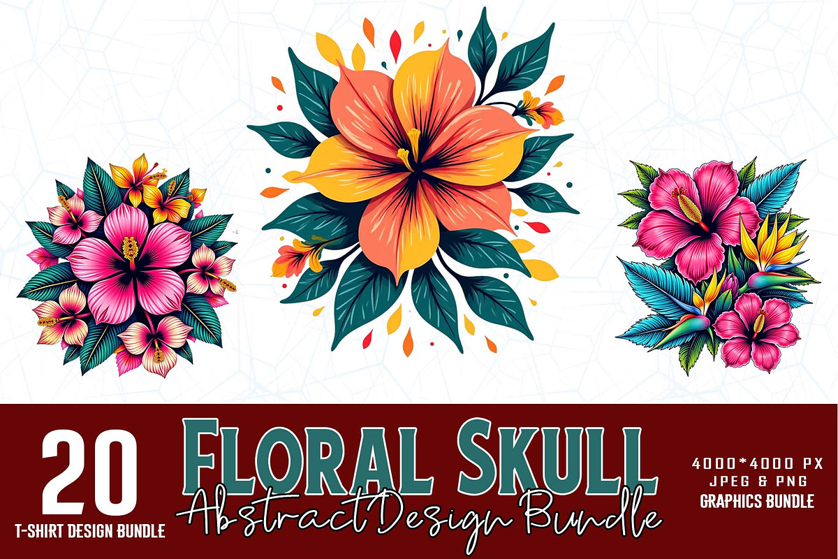 Vintage Punk Floral T-shirt Bundle, an Illustration by Sofia's Fashion (Photo 1 of 3)
