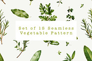 Set of 15 Seamless Vegetable Pattern, a Decorative Illustration by Miss Patterns (Thumbnail 1 of 16)