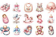 Watercolor Baby Girl Clipart, an Illustration by Designking (Thumbnail 2 of 5)