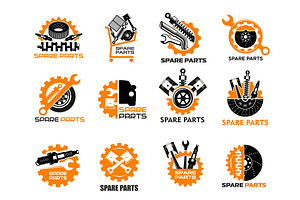 Car spare part icons, repair service, a Transportation Illustration by Vector Tradition