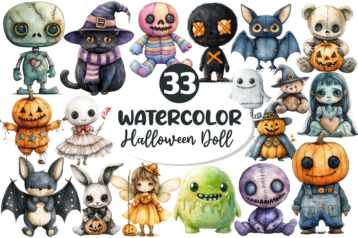Whimsical Halloween Doll Sublimation, an Illustration by Dream Creation (Photo 1 of 7)