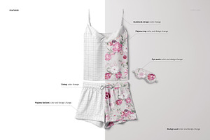 Short Silk Pajama Mockup Set