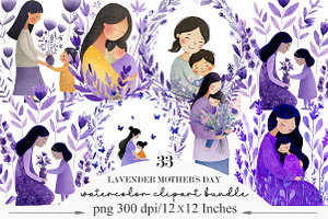 Lavender Mother’s Day Clipart, an Illustration by Designking
