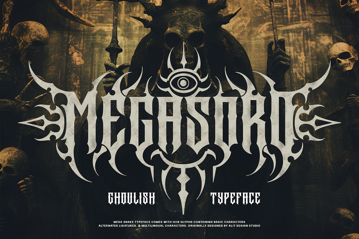 Megasord Typeface, a Blackletter Font by alit design (Photo 1 of 20)