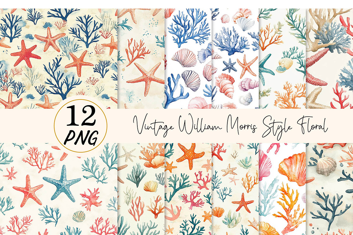 Watercolor Coral Seamless Pattern, a Texture Illustration by DreamPrint404 (Photo 2 of 3)