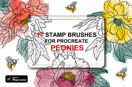 Stamp brushes for Procreate peonies