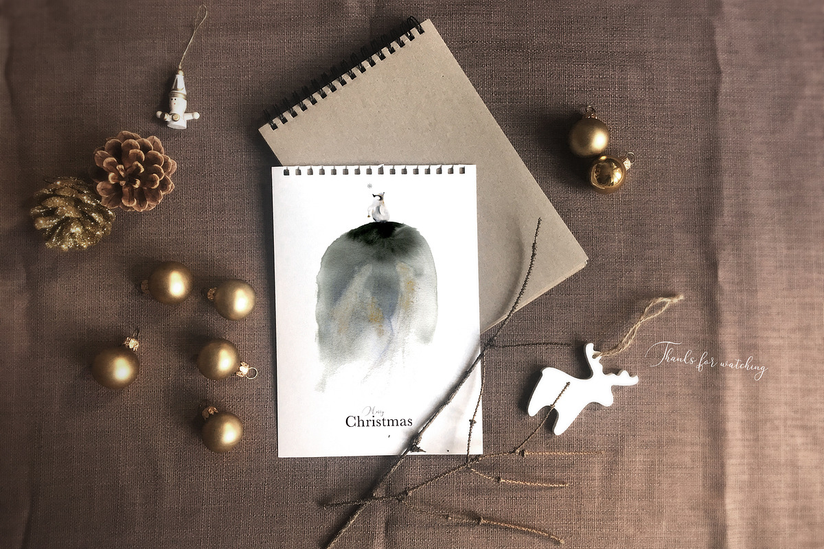 Vague Christmas Watercolor & Ink Set, an Animal Illustration by Bibela (Photo 14 of 14)
