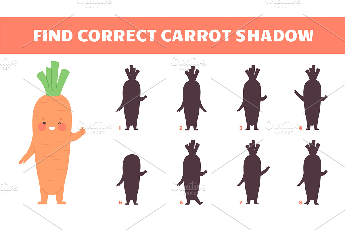 Find correct shadow children game, an Education Illustration by LadadikArt