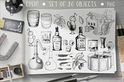 Whiskey Design Elements Set, a Food Illustration by AntonPix Studio (Thumbnail 1 of 3)