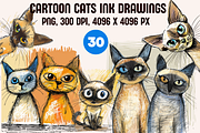Cartoon Cats Ink Drawings, an Animal Illustration by PrintHaven Designs (Thumbnail 1 of 8)