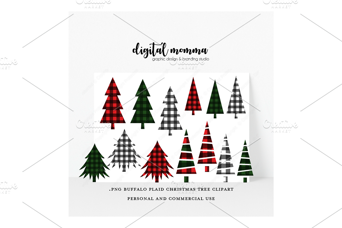 Buffalo Plaid Christmas Tree Clipart, an Illustration by Digital Momma