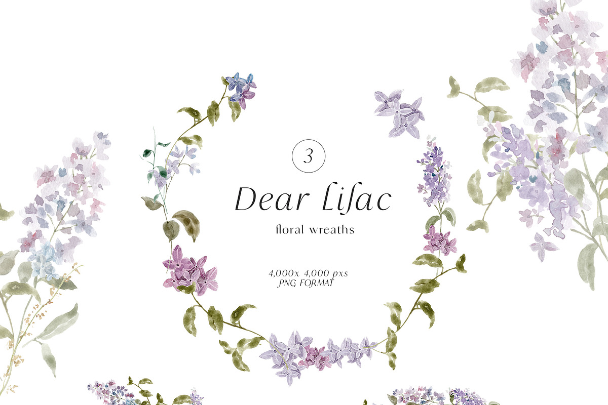 Floral Lilac Watercolor Collection, an Illustration by Grace Noboa Illustrations (Photo 13 of 13)
