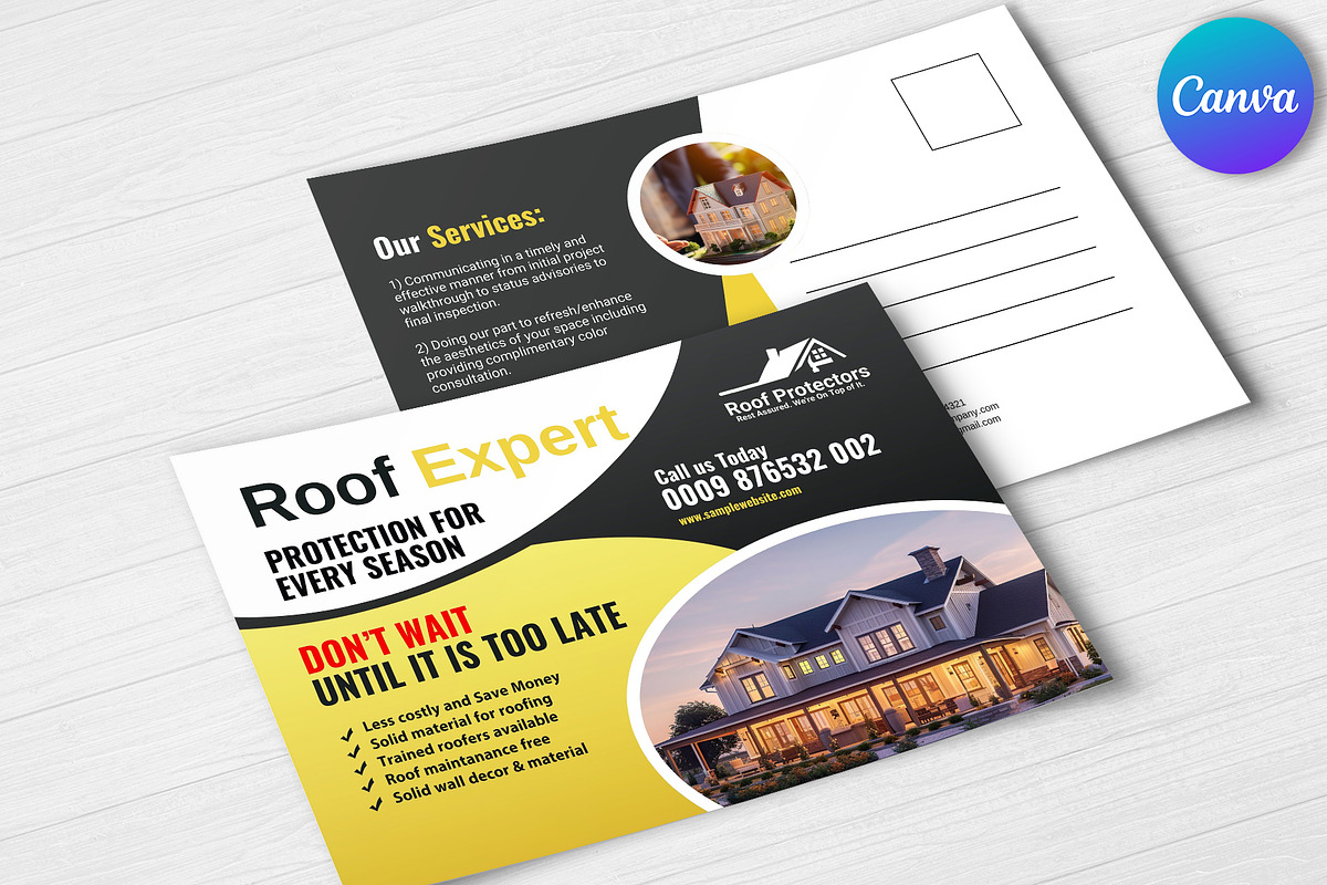 Roof Repairing Service Postcard, a Card Template by Psd Templates (Photo 3 of 3)