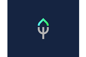 A leaf and fork minimalistic logo, a Food Illustration by Bureau