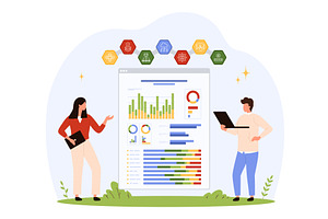 Business Plan Analysis with Data, a Person Illustration by Flashvector