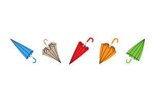 Set of closed umbrellas in bright, an Illustration by GraphiShop