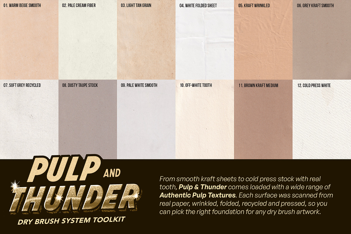 Pulp & Thunder Dry Kit (Illustrator), a Brush Add-On by G.A.R.M. Company (Photo 5 of 13)