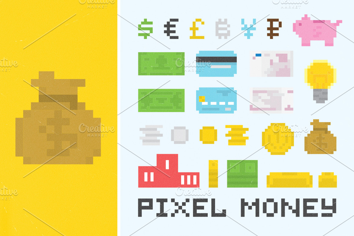 Pixel MoneyMaker set, an Icon by Dmitriylo