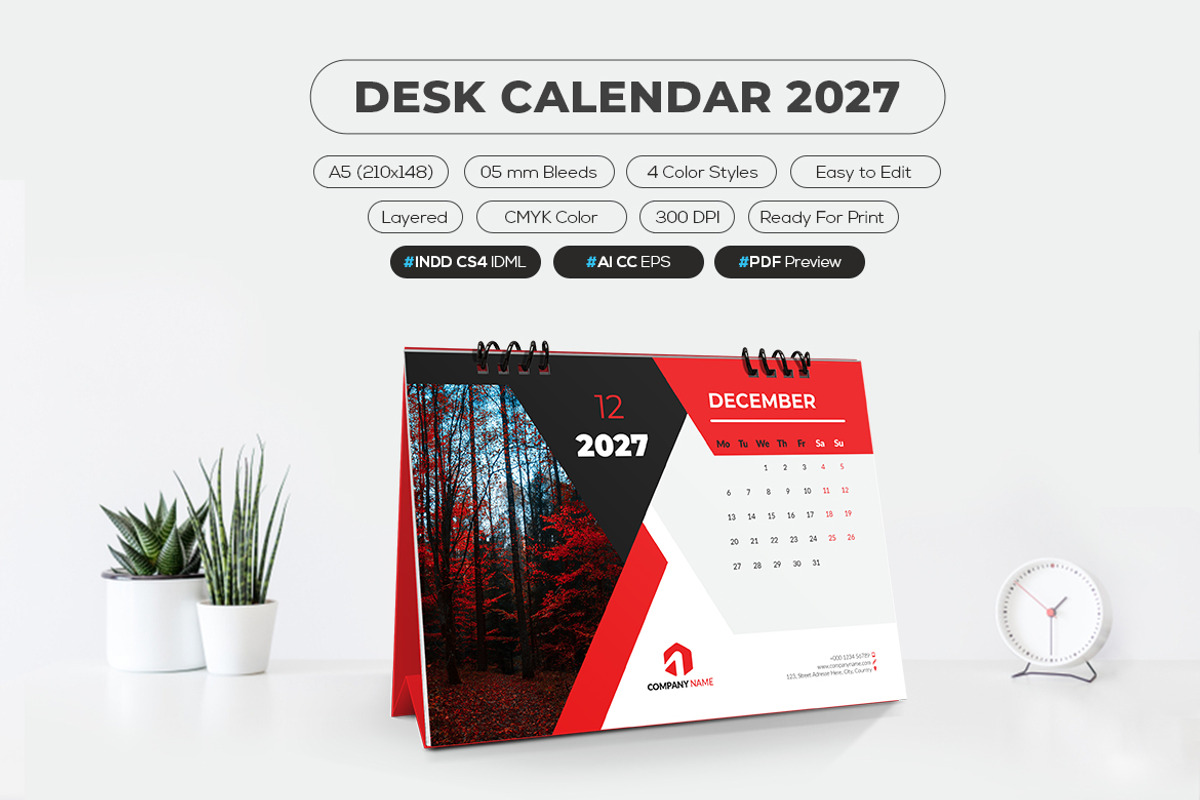 2027 Desk Calendar Printable, a Stationery Template by MstArtwork (Photo 4 of 5)