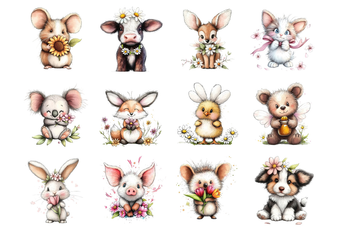 Spring Animal Clipart Bundle, an Illustration by Design Market (Photo 2 of 5)