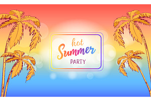 Hot Summer Party Poster In Square