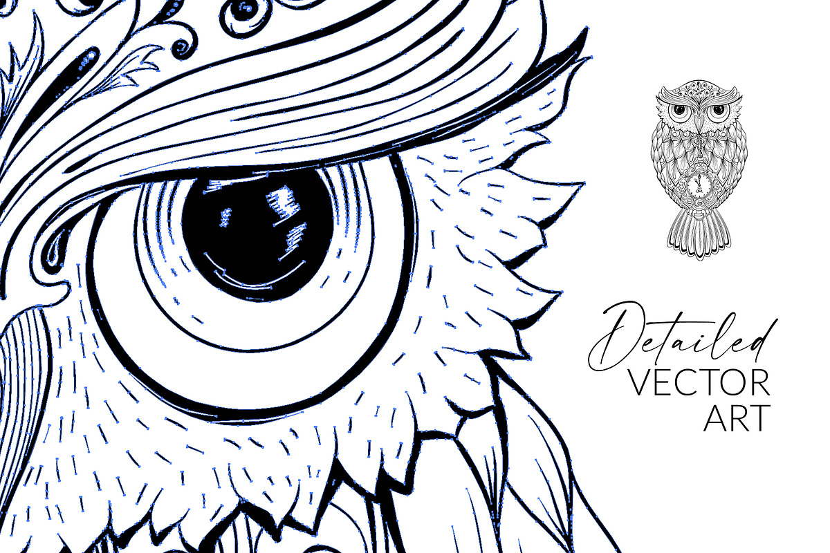 Owls Line Art Illustrations, an Animal Illustration by ilonitta (Photo 4 of 9)