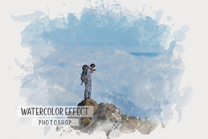 Watercolor Splatter Effect Photoshop, an Action Add-On by liptouse