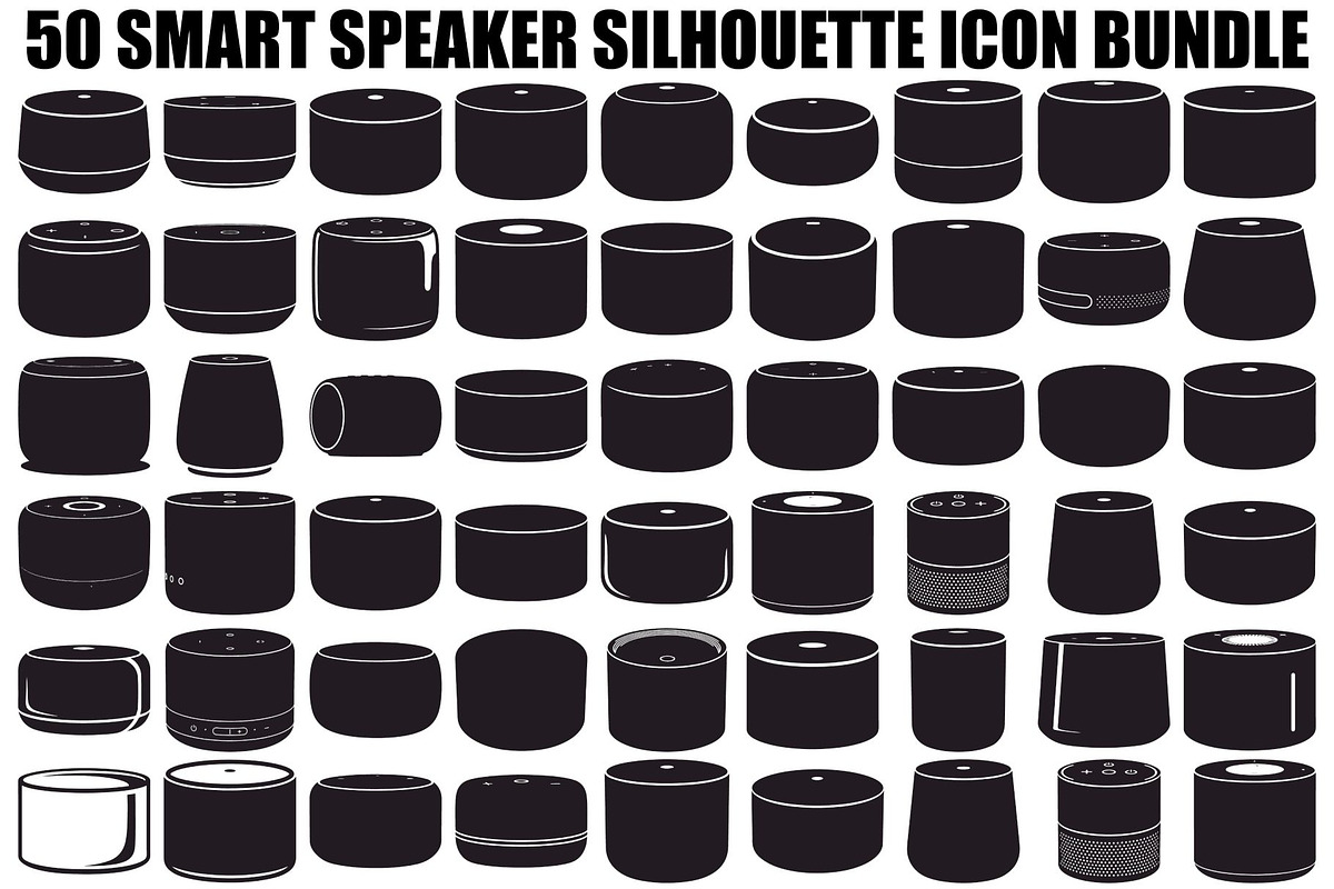 50 Smart Speaker Silhouette Icon, an Illustration by jahid234 (Photo 1 of 51)