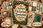 Antique Victorian Bookplate Junk, a Background Graphic by Printable Treasure (Thumbnail 1 of 7)