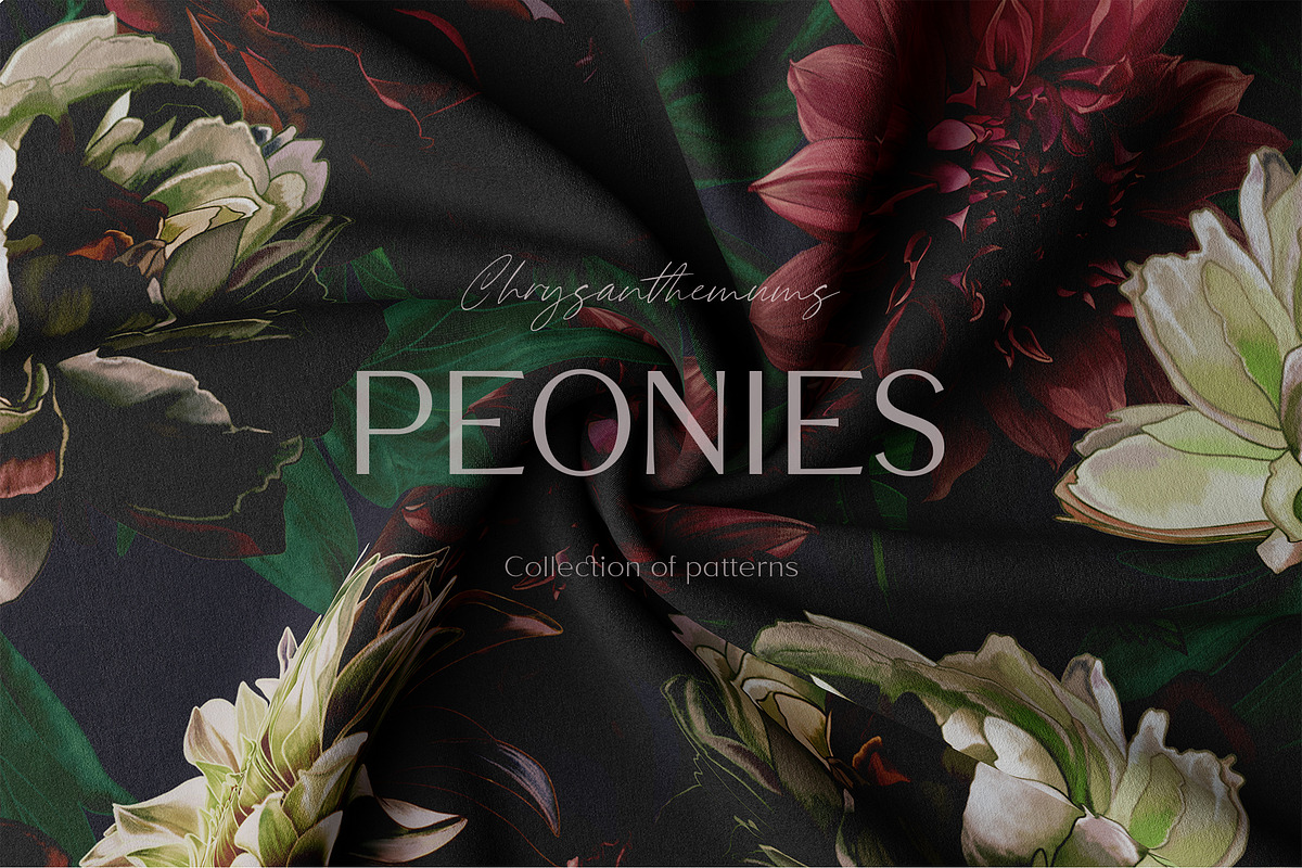 Pattern Peonies and Chrysanthemums, a Pattern Graphic by Yana Dobrik (Photo 3 of 11)