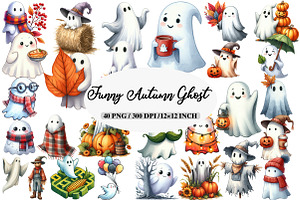 Autumn Ghost Sublimation Clipart, an Illustration by Daily.Designs