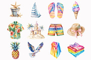 Watercolor Summer Ocean Clipart, an Illustration by Design Market (Thumbnail 2 of 4)