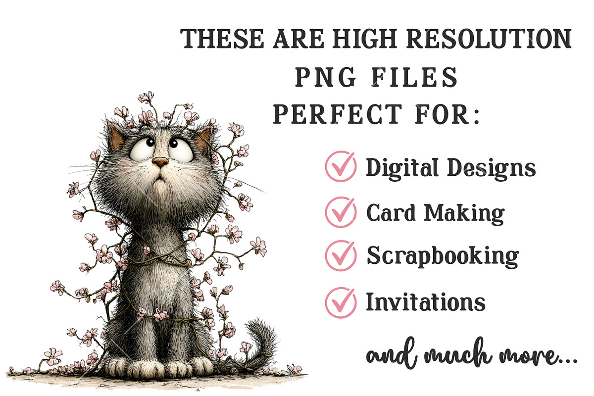 Whimsical Spring Cat Clipart, an Illustration by OK Design (Photo 4 of 6)