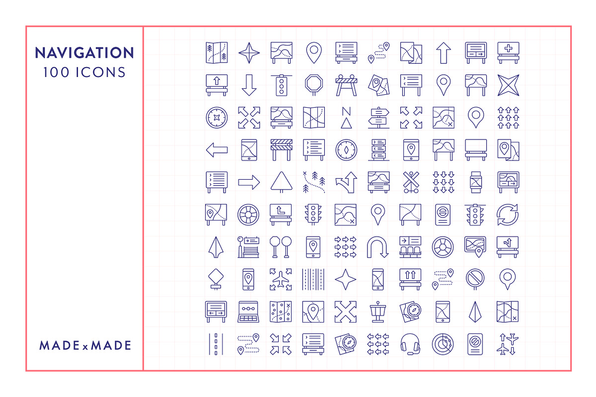 Navigation Line Icons, an Outline Icon by Made by Made (Photo 5 of 7)