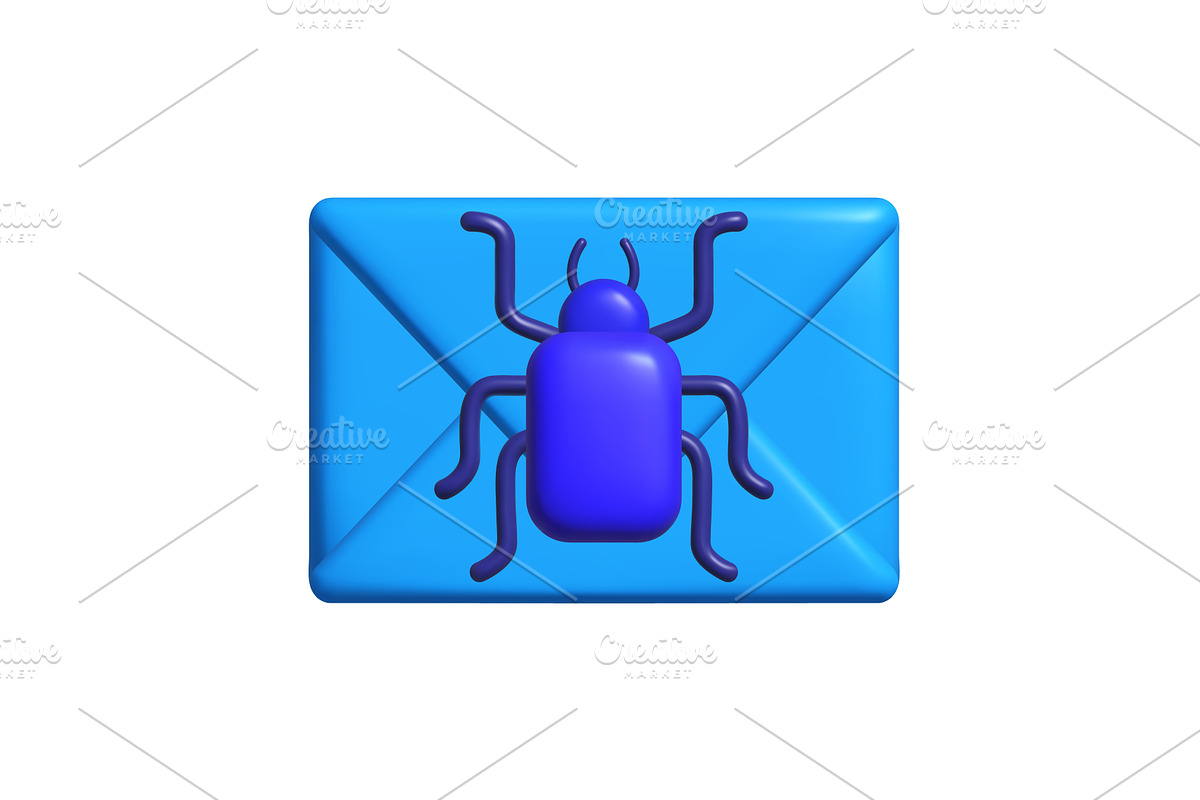 Blue beetle sits on a blue envelope, an Object Illustration by Woters little shop