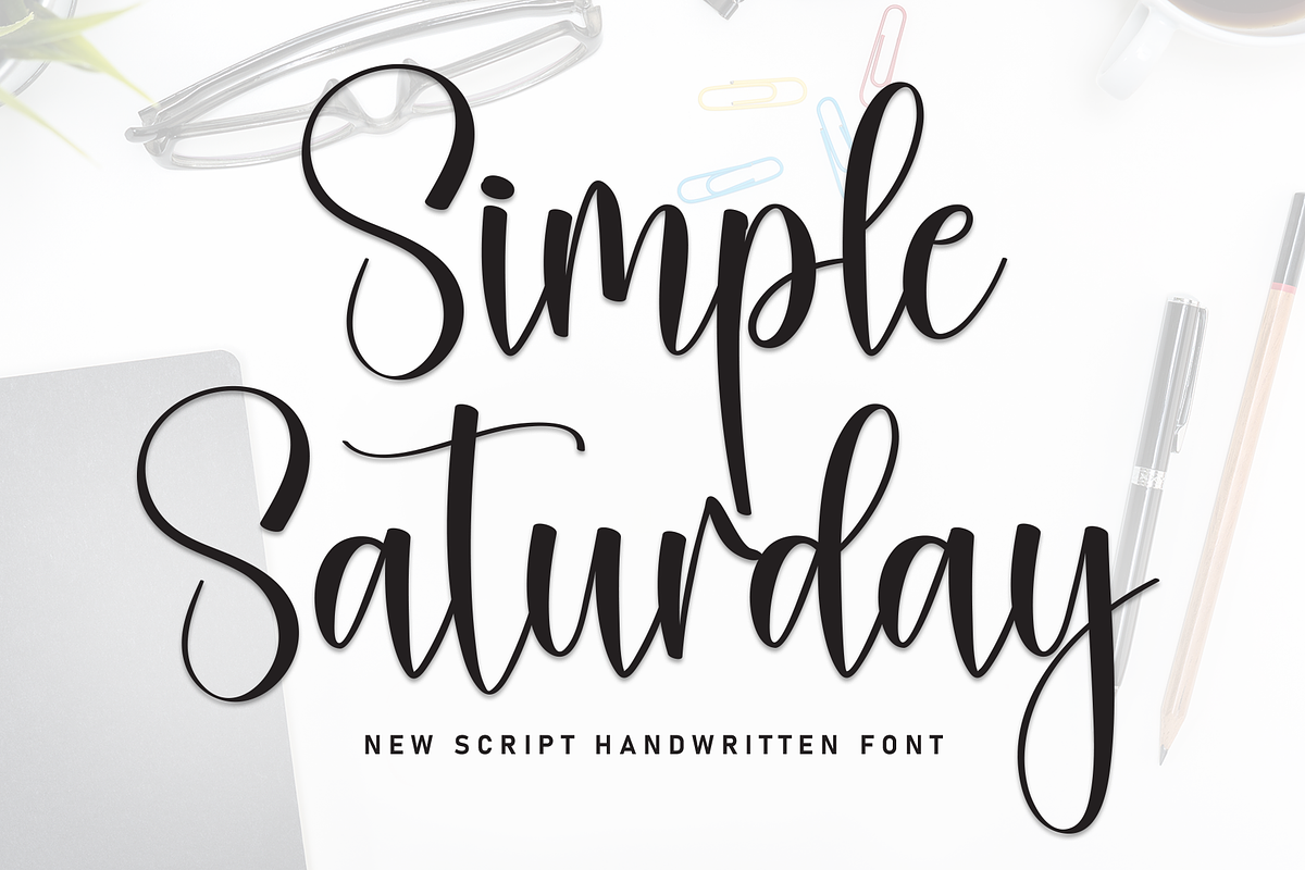 Simple Saturday | Script Font, a Handwritten Font by Scratchones (Photo 1 of 8)