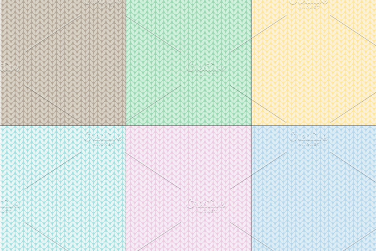 Seamless Pastel Knit Patterns preview 5