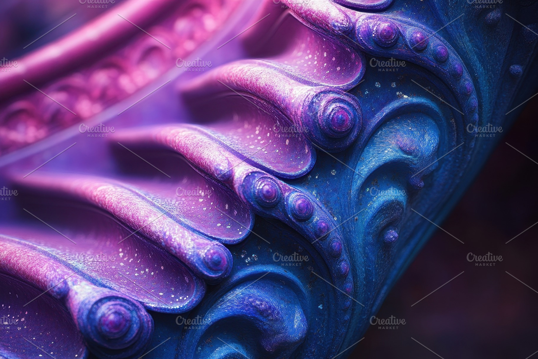 Intricate patterns of a colorful scu, a Photo by Tanuart