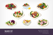 Salad set and backgrounds, a Food Illustration by Good Studio (Thumbnail 1 of 9)