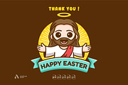 Cute Jesus Happy Easter Illustration, an Illustration by Andhnd Studio (Thumbnail 2 of 2)
