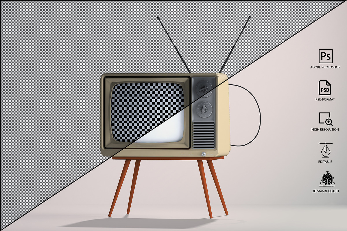 Retro Tv Mockup Pack, a Household Mockup by GraphicVil (Photo 10 of 23)
