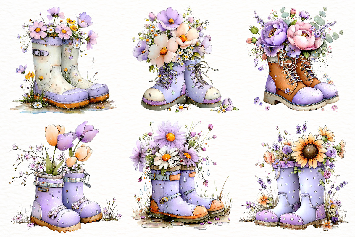 Whimsical Spring boots Clipart, an Illustration by Designworld (Photo 4 of 8)