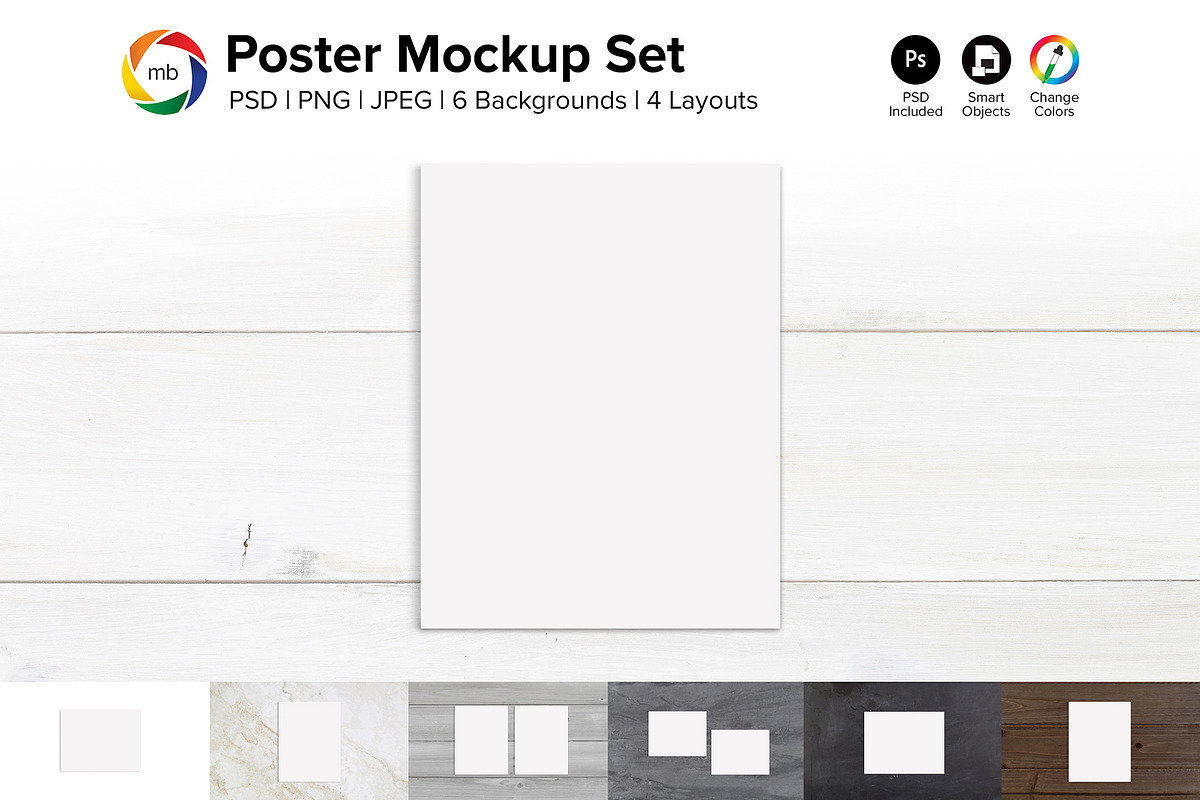 Poster Mockup Bundle with 4 Layouts, a Product Mockup by MelissaBMockups (Photo 1 of 9)
