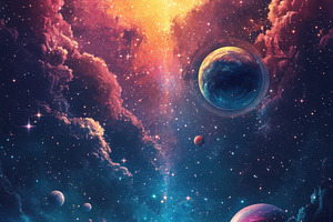 Celestial Bodies Nebula Cosmic Wonde, an Abstract Photo by Pixeness Studio