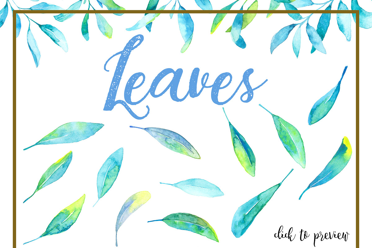 Blue plants. Watercolor set, a Decorative Illustration by SaharaArt (Photo 3 of 7)