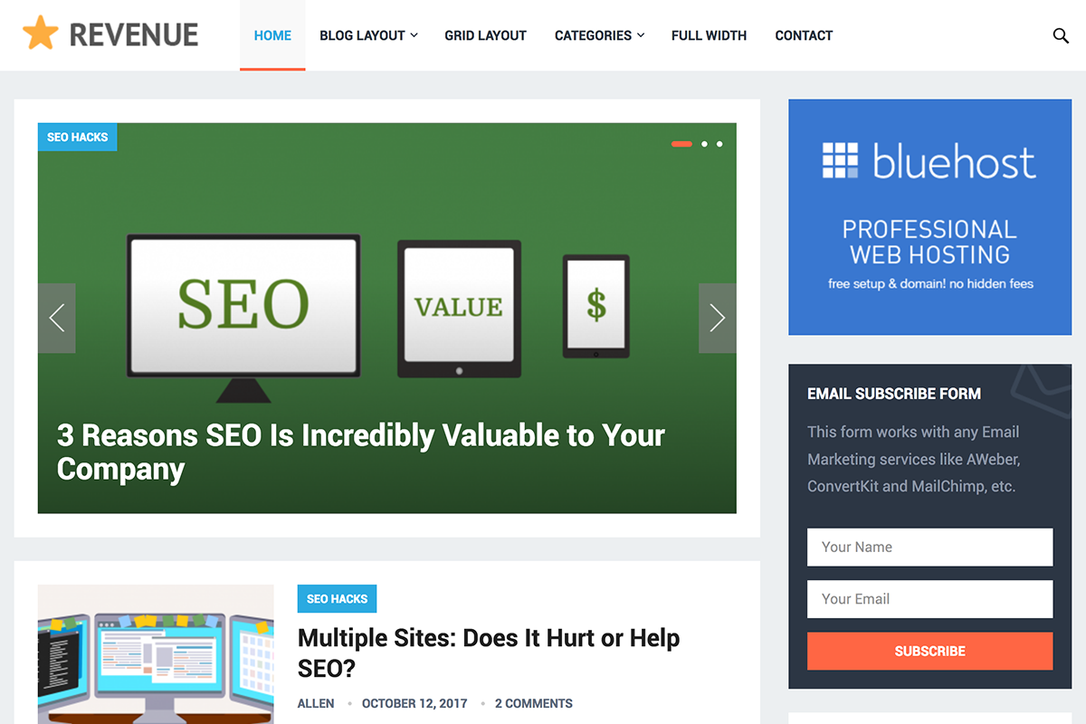 Revenue - Blog Theme, a WordPress Template by Happy Themes Shop